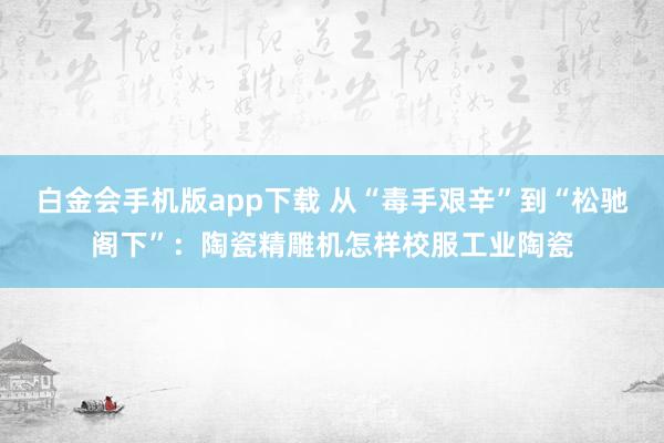 白金会手机版app下载 从“毒手艰辛”到“松驰阁下”：陶瓷精雕机怎样校服工业陶瓷