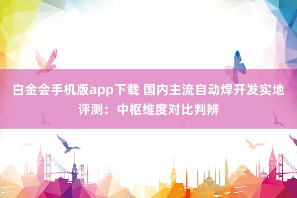 白金会手机版app下载 国内主流自动焊开发实地评测：中枢维度对比判辨