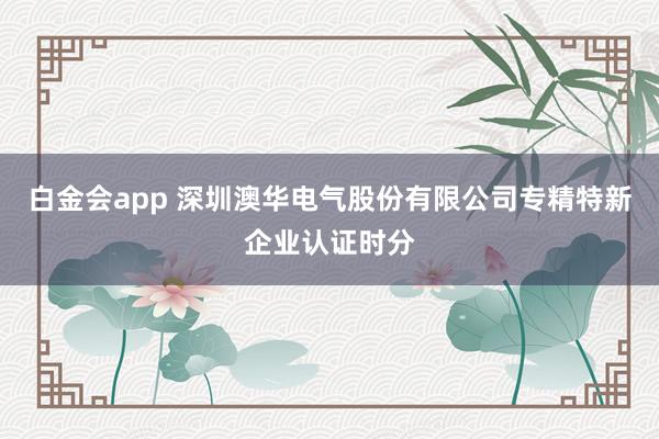 白金会app 深圳澳华电气股份有限公司专精特新企业认证时分