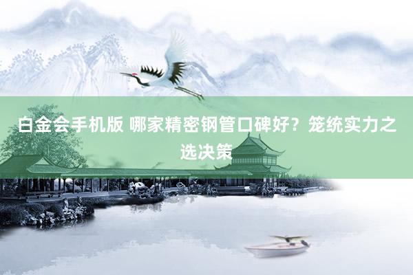 白金会手机版 哪家精密钢管口碑好？笼统实力之选决策