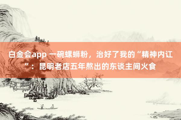 白金会app 一碗螺蛳粉，治好了我的“精神内讧”：昆明老店五年熬出的东谈主间火食