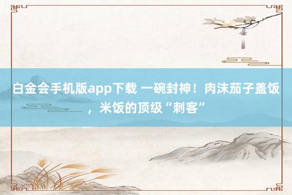 白金会手机版app下载 一碗封神！肉沫茄子盖饭，米饭的顶级“刺客”
