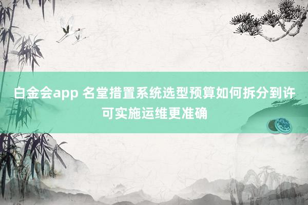 白金会app 名堂措置系统选型预算如何拆分到许可实施运维更准确