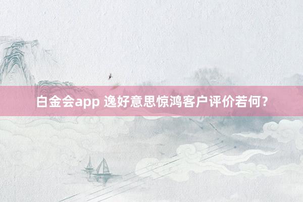 白金会app 逸好意思惊鸿客户评价若何？