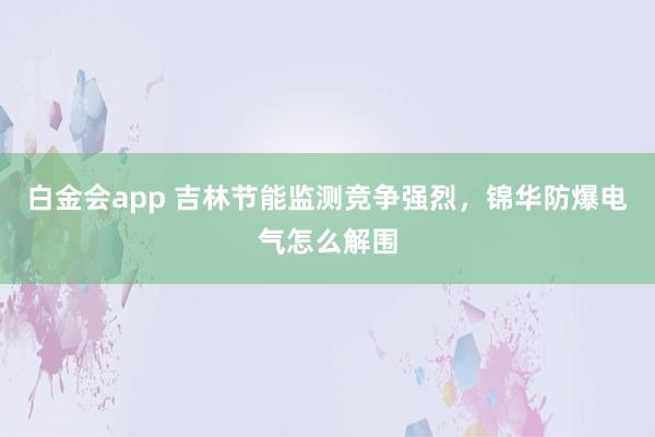 白金会app 吉林节能监测竞争强烈，锦华防爆电气怎么解围