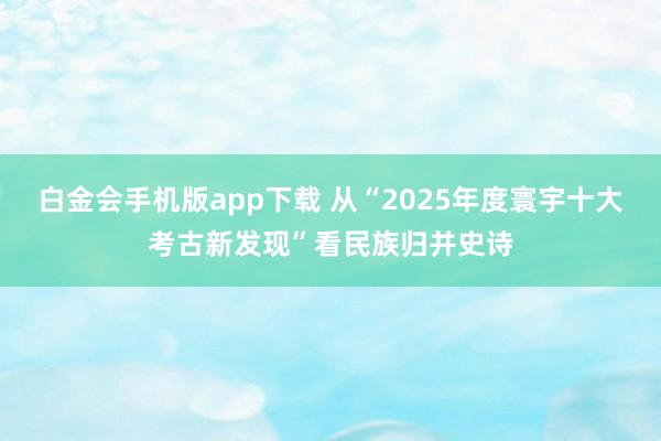 白金会手机版app下载 从“2025年度寰宇十大考古新发现”看民族归并史诗
