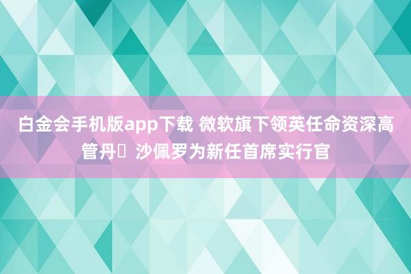 白金会手机版app下载 微软旗下领英任命资深高管丹・沙佩罗为新任首席实行官