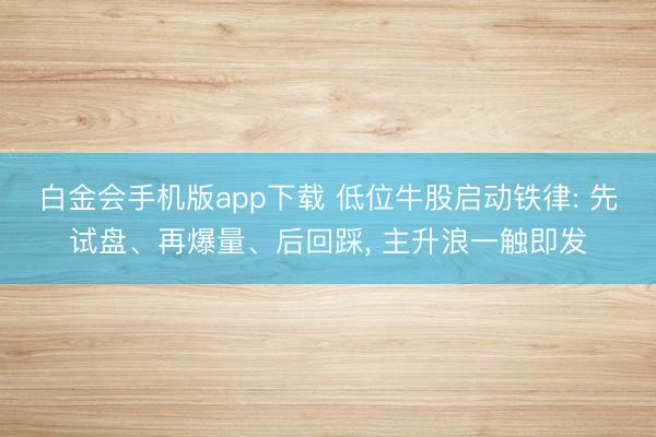 白金会手机版app下载 低位牛股启动铁律: 先试盘、再爆量、后回踩， 主升浪一触即发
