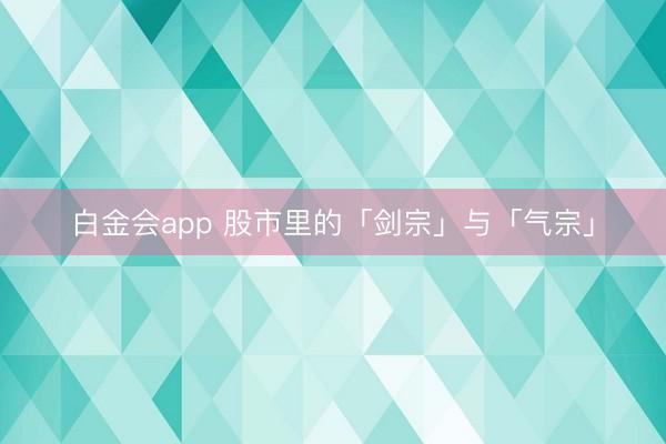 白金会app 股市里的「剑宗」与「气宗」