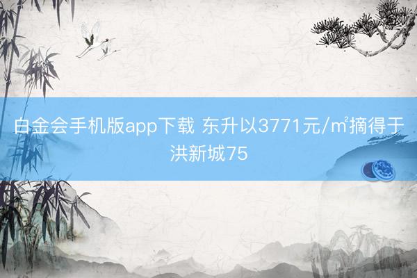 白金会手机版app下载 东升以3771元/㎡摘得于洪新城75
