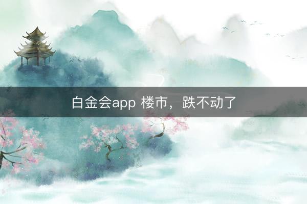 白金会app 楼市，跌不动了